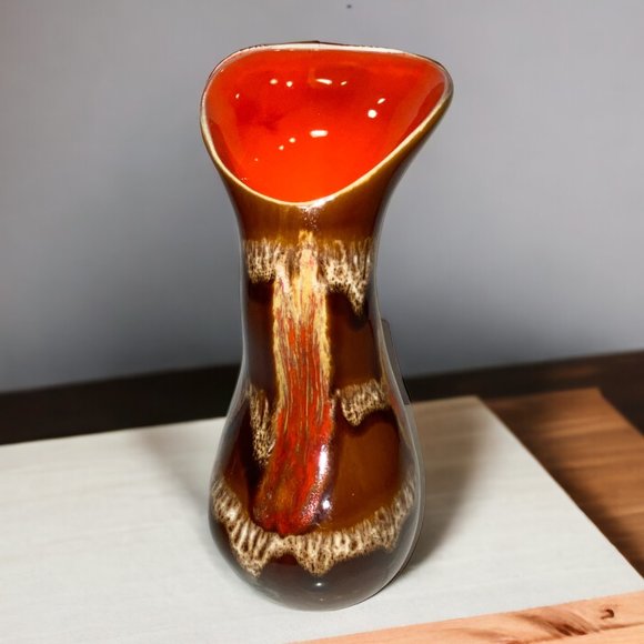 RARE Vintage MCM Drip Glaze Ceramic Biomorphic Pottery Vase Maurice Chalvignac - Picture 2 of 5